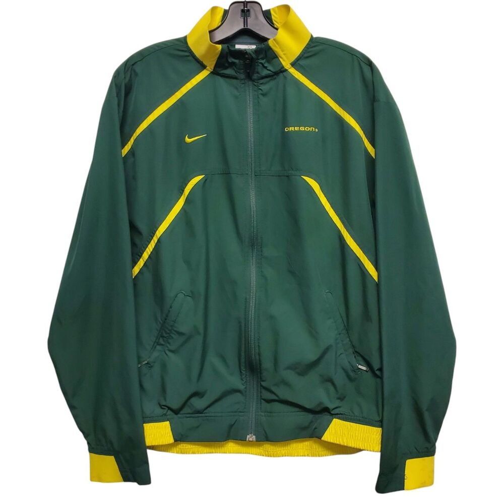 Vintage OREGON DUCKS Jacket Womens XL Green Yellow NIKE Track Full Zip College